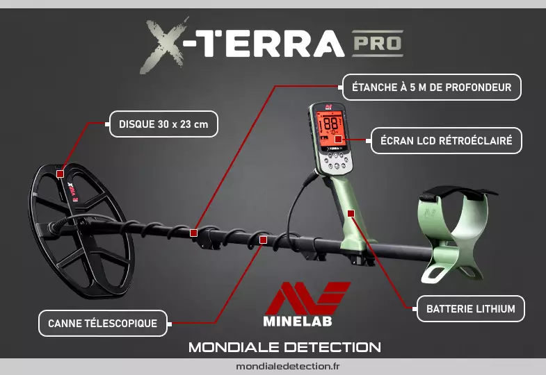 Minelab X-Terra Pro : Détectez jusqu'à 1 m de profondeur